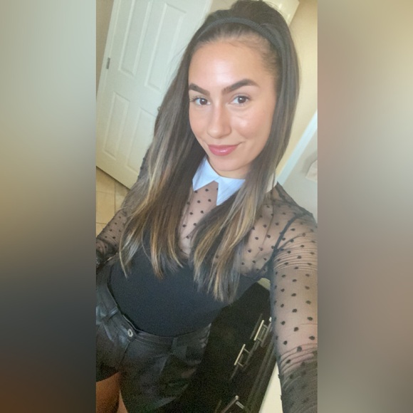 Fleur du Mal Collared Bodysuit with Dotted Tulle - Picture 5 of 5